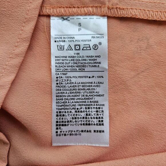 Banana Republic Peach Blouse Short Sleeve Layered Flutter Sleeves Sz S EUC - Picture 10 of 10
